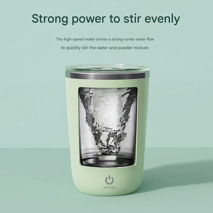 Mini Portable Electric Self-Stirring Mug - USB-C Rechargeable, 4-Hour Use, Stainless Steel (White).