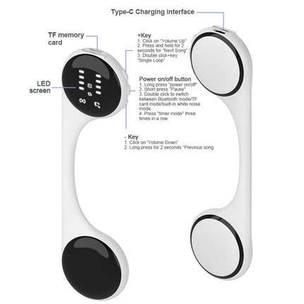 Under-Pillow Bone Conduction Sleep Speaker - Bluetooth 5.4, White Noise, TF Card, LED Display & Timer(Pink).