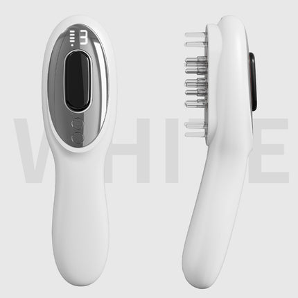 Electric Scalp Massager Comb with Red & Blue Light Therapy - 5 Vibration Modes & Liquid Dispenser(White).