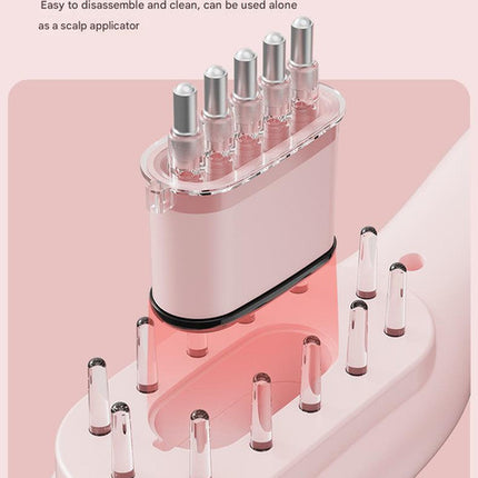 Electric Scalp Massager Comb with Red & Blue Light Therapy - 5 Vibration Modes & Liquid Dispenser(White).