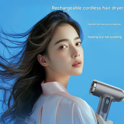 Cordless Rechargeable Hair Dryer - 120,000 RPM High-Speed Motor, 15600mAh Battery, Hot & Cold Air(grey).