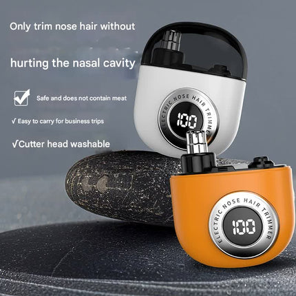 Mini Electric Nose Hair Trimmer - USB-C Rechargeable, LED Display, Washable Head, Painless Grooming(white).