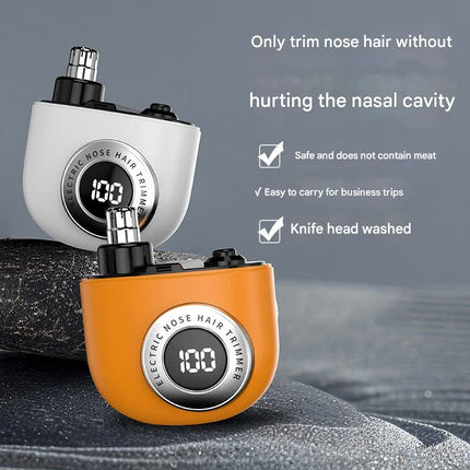 Mini Electric Nose Hair Trimmer - USB-C Rechargeable, LED Display, Washable Head, Painless Grooming(white).