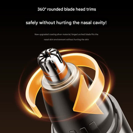 Electric Nose & Ear Hair Trimmer - USB-C Rechargeable, LED Display, Washable 360deg Head, Low Noise(blue).