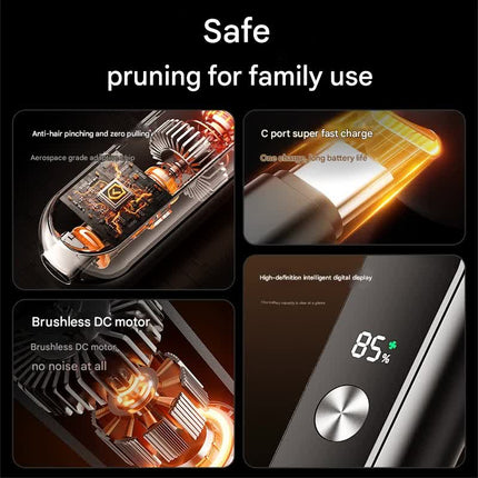 Electric Nose & Ear Hair Trimmer - USB-C Rechargeable, LED Display, Washable 360deg Head, Low Noise(silver).
