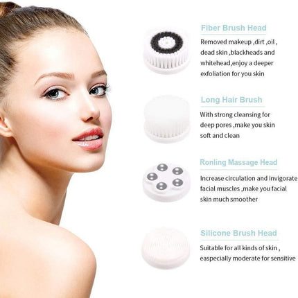 4-in-1 Electric Facial Cleansing Brush & Massager - IPX6 Waterproof, 3 Speeds, Bi-Directional Spin, USB Rechargeable(Light green).