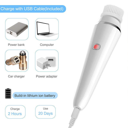 4-in-1 Electric Facial Cleansing Brush & Massager - IPX6 Waterproof, 3 Speeds, Bi-Directional Spin, USB Rechargeable(Light green).