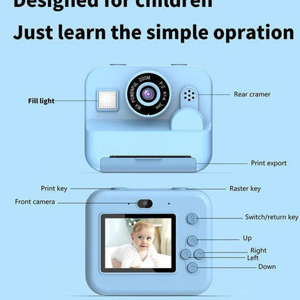 Instant Print Camera - 48MP Dual Lens, 2.4" IPS Screen, Thermal Printing(blue).