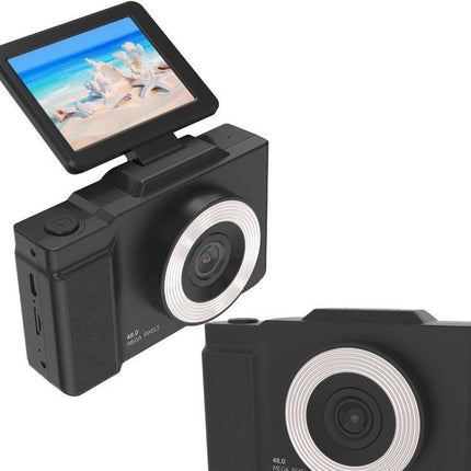 48MP Student Digital Camera with 180 Flip Screen & 3-Setting Fill Light(black).