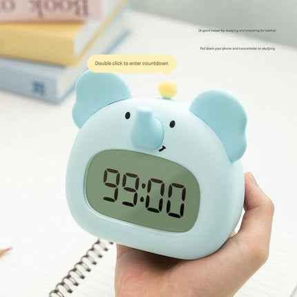 Cute Animal Digital Alarm Clock with Night Light, Temperature & Countdown Timer(Pink salamander).
