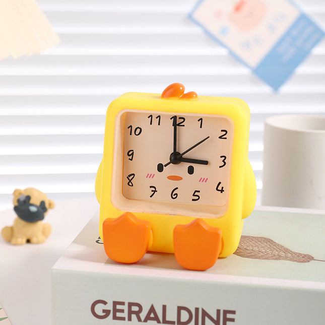 Adorable Cartoon Animal Alarm Clock - Silent Quartz Movement, Loud Alarm, Battery Operated(Yellow).