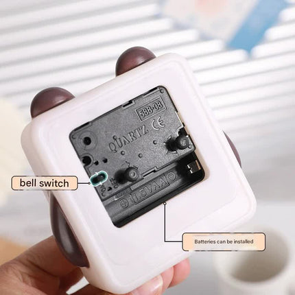 Adorable Cartoon Animal Alarm Clock - Silent Quartz Movement, Loud Alarm, Battery Operated(White Brown).
