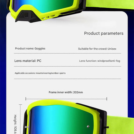 Panoramic Outdoor Sports Goggles - UV Protection, Windproof, Anti-Fog & Impact Resistant(Black-red frame + red film).