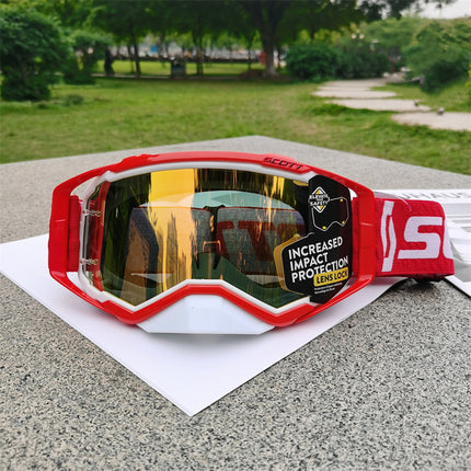 Performance Motocross & Off-Road Goggles - Increased Impact Protection with Lens Lock System(Red frame red film).