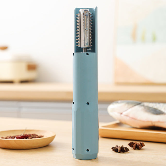 Electric Fish Scaler - Waterproof, Stainless Steel, Brushless Motor, Infinitely Variable Speed(blue).