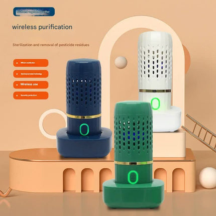 Wireless Fruit & Vegetable Purifier - Electrolytic Cleaning, Removes Residue, IPX7 Waterproof(white).