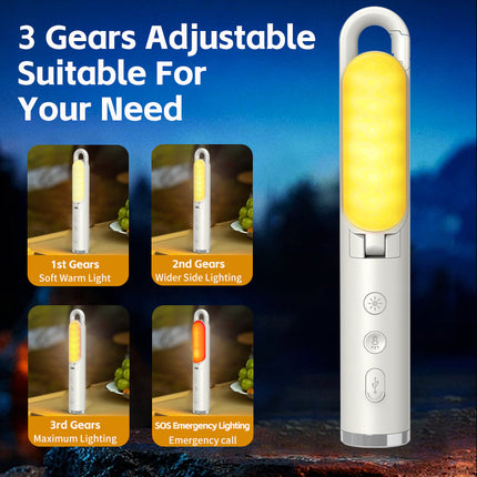 Multi-Function Folding LED Camping Lantern & Flashlight - USB Rechargeable, 3 Light Modes + SOS(grey).