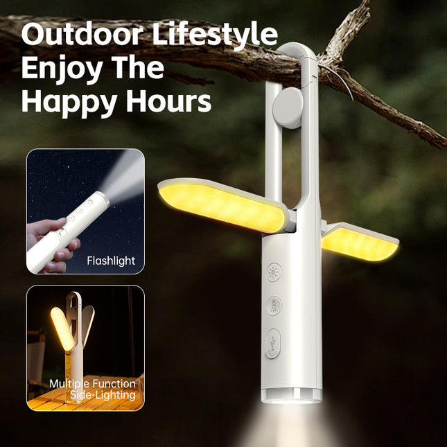 Multi-Function Folding LED Camping Lantern & Flashlight - USB Rechargeable, 3 Light Modes + SOS(Light green).