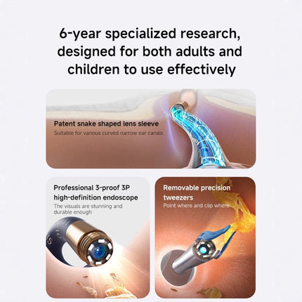 Smart Visual Ear Cleaner with HD Endoscope & Precision Tweezers - Safe for Adults & Children(white).