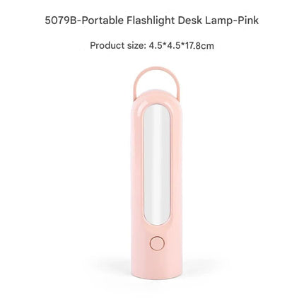 2-in-1 Portable LED Camping Lantern & Flashlight - USB Rechargeable, Dual Light Modes(Handle model pink).
