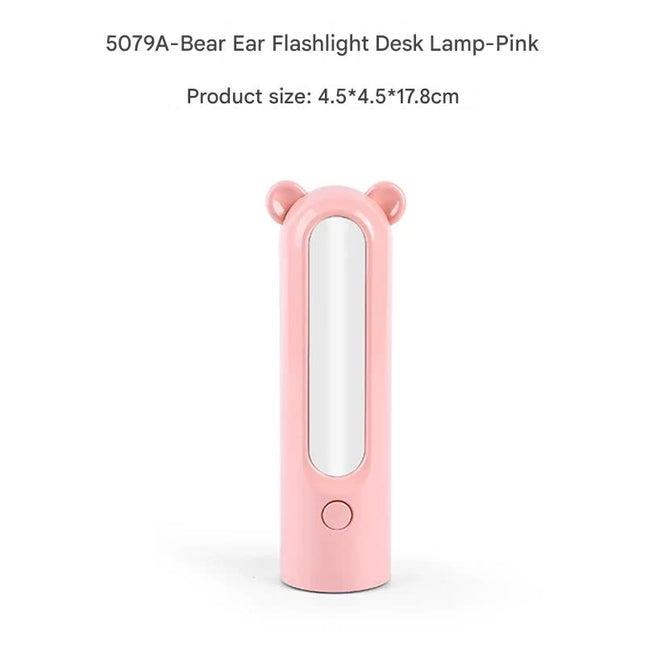 2-in-1 Portable LED Camping Lantern & Flashlight - USB Rechargeable, Dual Light Modes(Bear model pink).