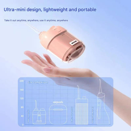 Ultra-Compact Mini Portable Water Flosser - IPX7 Waterproof, USB Rechargeable with Retractable Nozzle(white).