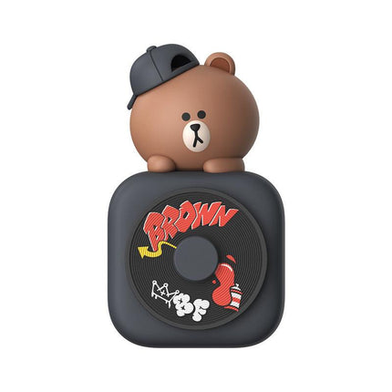 Car Air Freshener - CD Player Design with Spinning Record & Cute Character Topper(Brown bear).