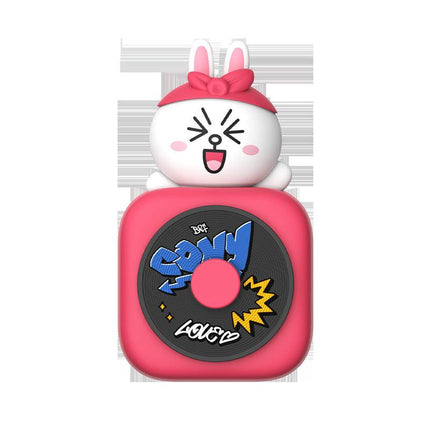 Car Air Freshener - CD Player Design with Spinning Record & Cute Character Topper(White bunny).