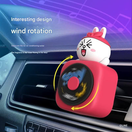 Car Air Freshener - CD Player Design with Spinning Record & Cute Character Topper(Yellow chick).