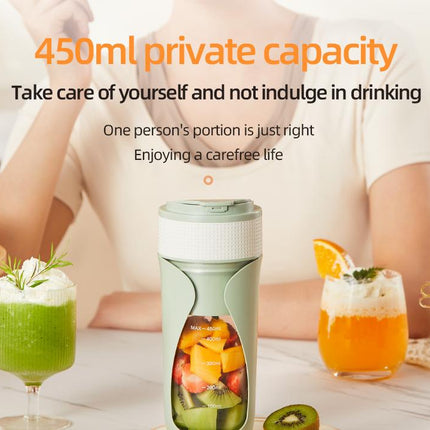 Portable Wireless Juicing Cup - 450ml, 6-Blade Ice Crusher, USB-C Fast Charging Smoothie Blender(orange).