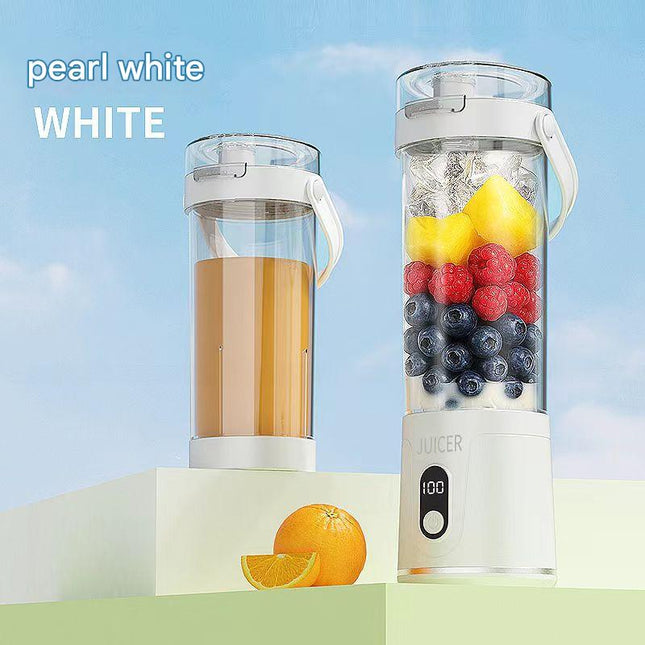 Portable Wireless Juicer Cup - 600ml, 12-Blade, USB-C Rechargeable Smoothie Blender(white).