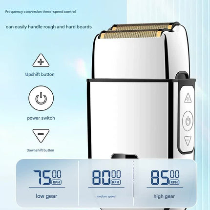 Professional Electric Foil Shaver for Men - 3 Speed Modes, LED Display, USB Rechargeable, Waterproof(silver).