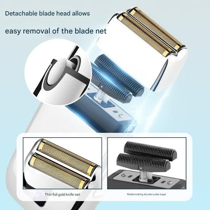 Professional Electric Foil Shaver for Men - 3 Speed Modes, LED Display, USB Rechargeable, Waterproof(silver).