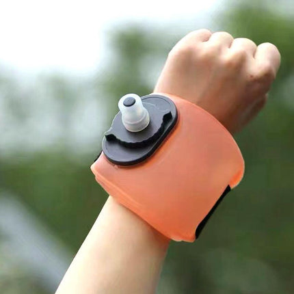 Wearable Sports Wrist Water Bottle - 200ml BPA-Free Silicone Flask with Adjustable Strap & Bite Valve(Orange).