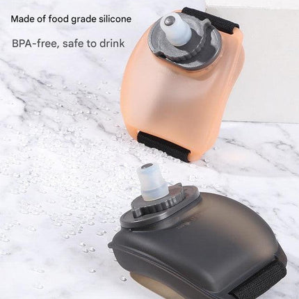 Wearable Sports Wrist Water Bottle - 200ml BPA-Free Silicone Flask with Adjustable Strap & Bite Valve(Orange).