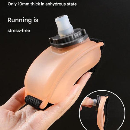 Wearable Sports Wrist Water Bottle - 200ml BPA-Free Silicone Flask with Adjustable Strap & Bite Valve(Orange).
