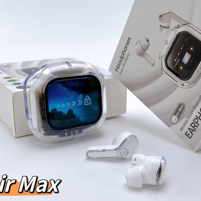 Transparent TWS Wireless Earbuds with Smart Call Noise Reduction & LED Display Case - Bluetooth 5.4(white).