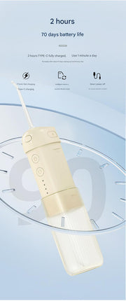 Portable Water Flosser - 70-Day Battery, 4 Modes, 5 Nozzles, IPX7 Waterproof, 200ml Telescopic Tank(Blue).