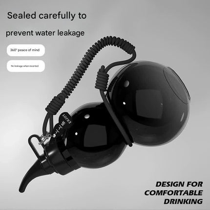 Unique Gourd-Shaped Sports Water Bottle - 800ml Tritan Material, Leakproof with Carry Strap(black).