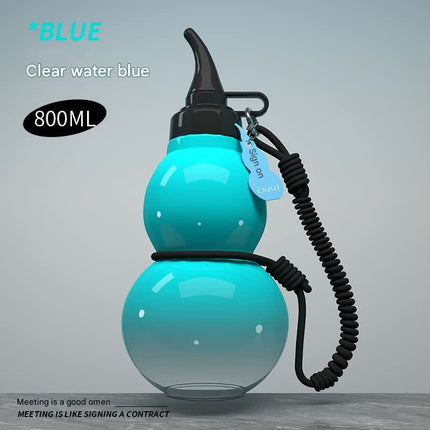 Unique Gourd-Shaped Sports Water Bottle - 800ml Tritan Material, Leakproof with Carry Strap(blue).
