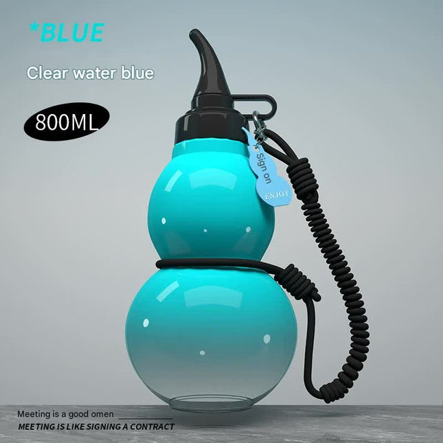 Unique Gourd-Shaped Sports Water Bottle - 800ml Tritan Material, Leakproof with Carry Strap(blue).