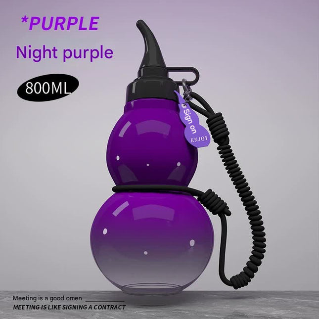 Unique Gourd-Shaped Sports Water Bottle - 800ml Tritan Material, Leakproof with Carry Strap(purple).