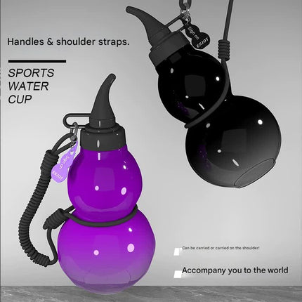 Unique Gourd-Shaped Sports Water Bottle - 800ml Tritan Material, Leakproof with Carry Strap(purple).