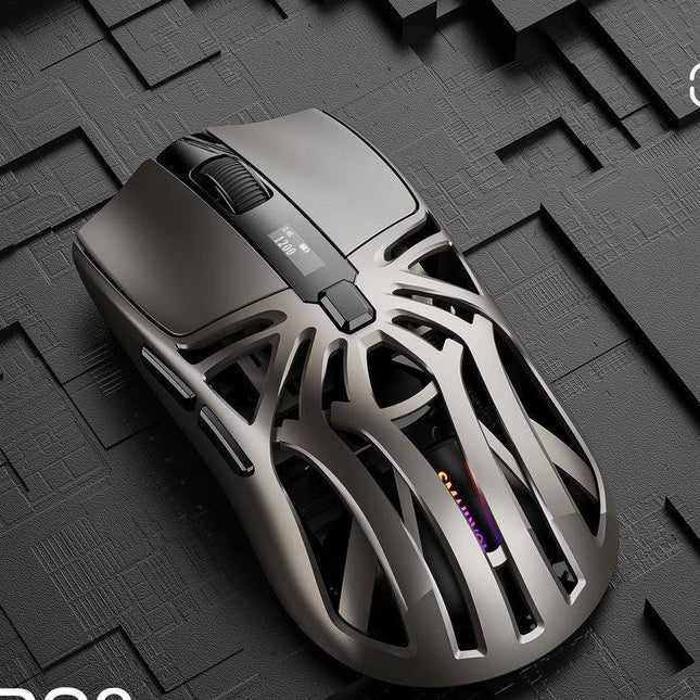 Tri-Mode Wireless Gaming Mouse - 1KHz Polling, 10000 DPI, Digital Display, Lightweight 73g(grey).