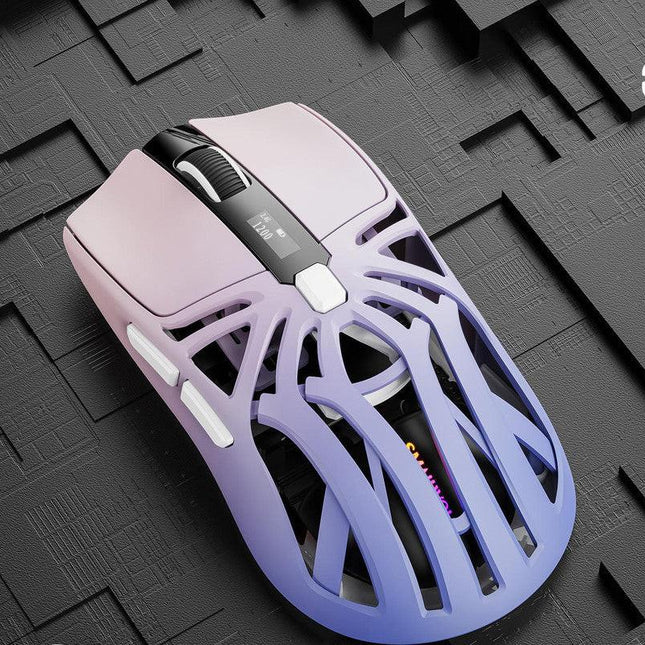 Tri-Mode Wireless Gaming Mouse - 1KHz Polling, 10000 DPI, Digital Display, Lightweight 73g(Purple).