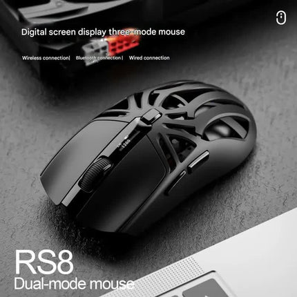 Tri-Mode Wireless Gaming Mouse - 1KHz Polling, 10000 DPI, Digital Display, Lightweight 73g(White).