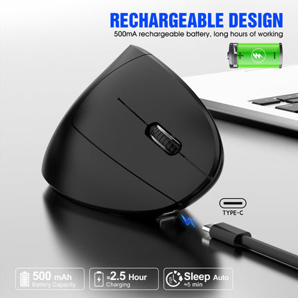 Ergonomic Vertical Wireless Mouse - 2.4G/Bluetooth, Rechargeable, RGB Light, 4 DPI Levels(white).