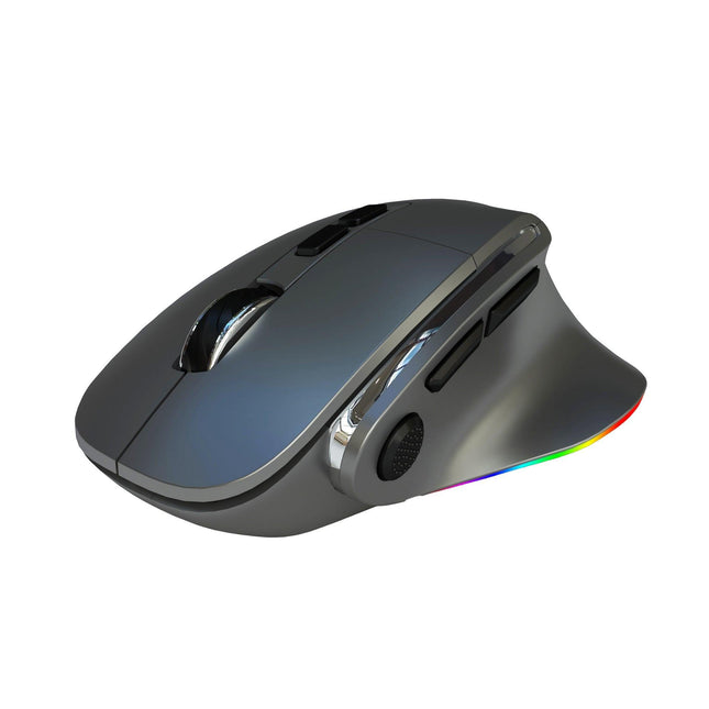 Ergonomic Vertical Wireless Mouse - Dual Mode (2.4G + Bluetooth), RGB Light, Rechargeable 500mAh Battery(Gray).