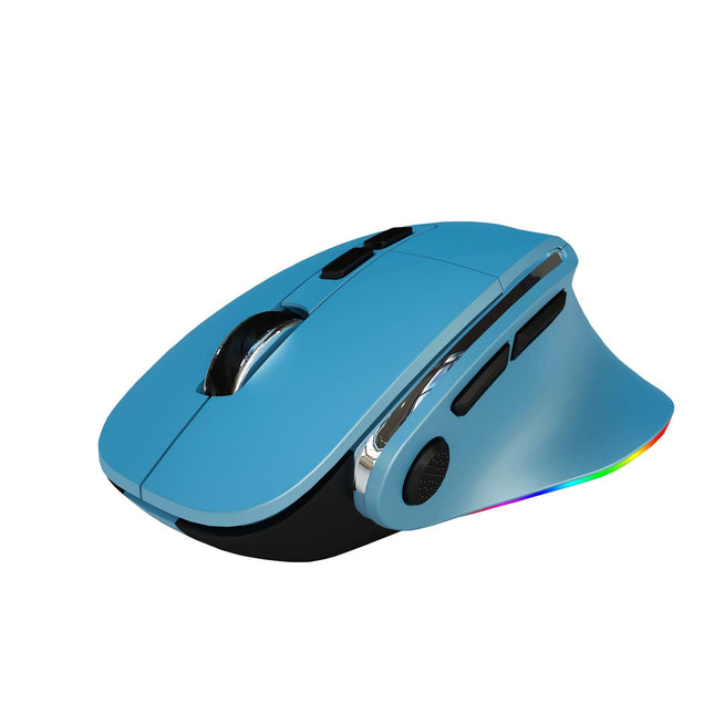Ergonomic Vertical Wireless Mouse - Dual Mode (2.4G + Bluetooth), RGB Light, Rechargeable 500mAh Battery(Blue).