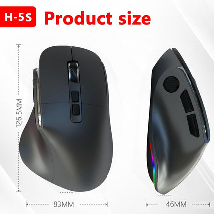 Ergonomic Vertical Wireless Mouse - Dual Mode (2.4G + Bluetooth), RGB Light, Rechargeable 500mAh Battery(Blue).